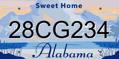 28CG234 Alabama License Plate