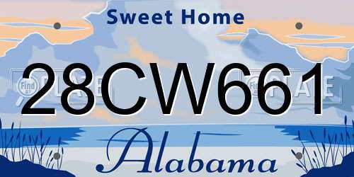 28CW661 Alabama License Plate