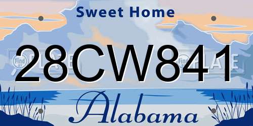 28CW841 Alabama License Plate