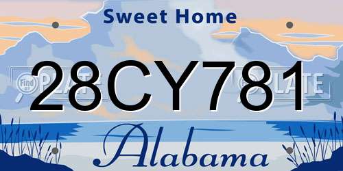 28CY781 Alabama License Plate