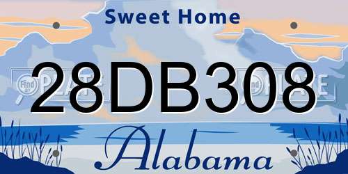 28DB308 Alabama License Plate