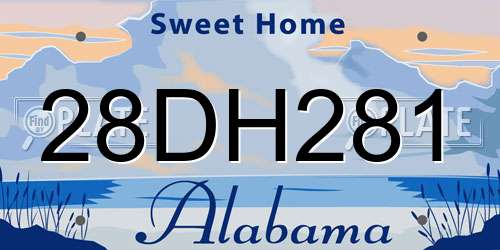 28DH281 Alabama License Plate