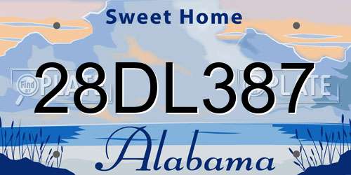 28DL387 Alabama License Plate