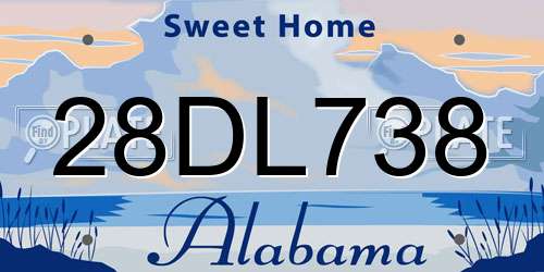 28DL738 Alabama License Plate