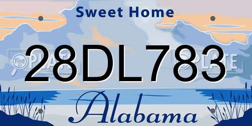 28DL783 Alabama License Plate