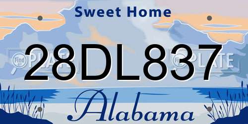 28DL837 Alabama License Plate