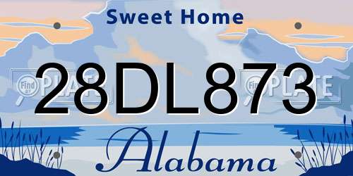 28DL873 Alabama License Plate