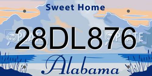 28DL876 Alabama License Plate