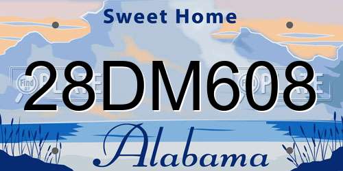 28DM608 Alabama License Plate