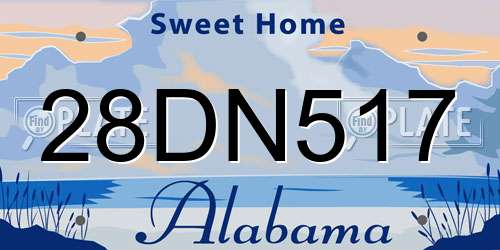 28DN517 Alabama License Plate