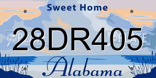 28DR405 Alabama License Plate