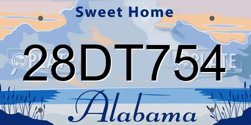 28DT754 Alabama License Plate
