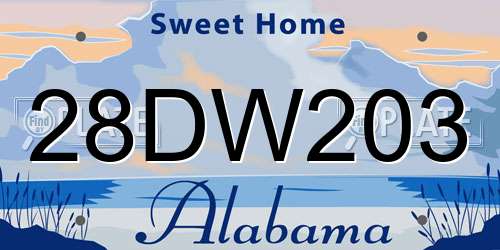 28DW203 Alabama License Plate