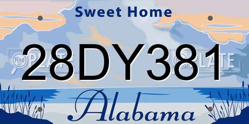28DY381 Alabama License Plate