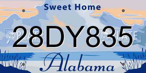 28DY835 Alabama License Plate