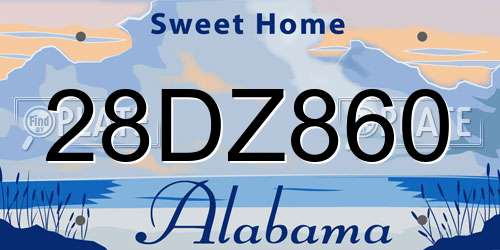 28DZ860 Alabama License Plate