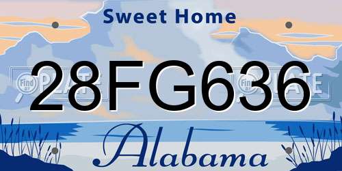 28FG636 Alabama License Plate