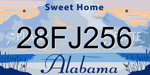 28FJ256 Alabama License Plate