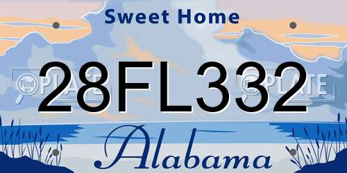 28FL332 Alabama License Plate