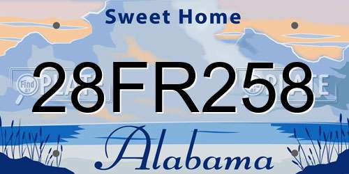 28FR258 Alabama License Plate