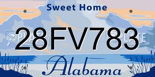 28FV783 Alabama License Plate