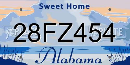 28FZ454 Alabama License Plate