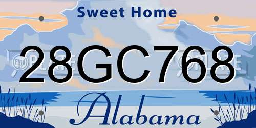 28GC768 Alabama License Plate