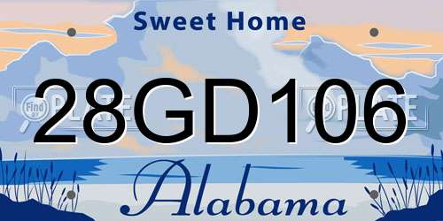 28GD106 Alabama License Plate