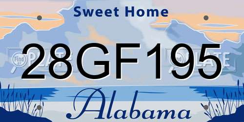 28GF195 Alabama License Plate