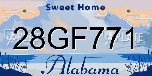 28GF771 Alabama License Plate