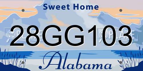 28GG103 Alabama License Plate