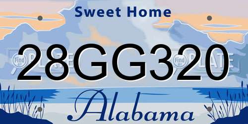 28GG320 Alabama License Plate