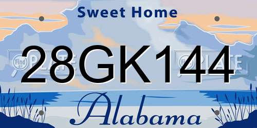 28GK144 Alabama License Plate