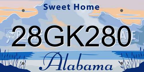 28GK280 Alabama License Plate