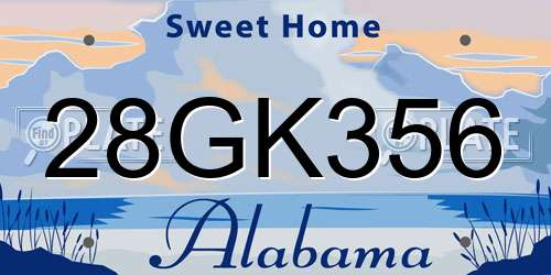 28GK356 Alabama License Plate