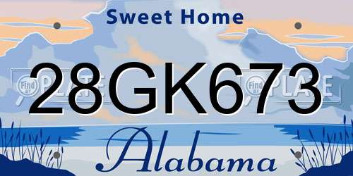 28GK673 Alabama License Plate