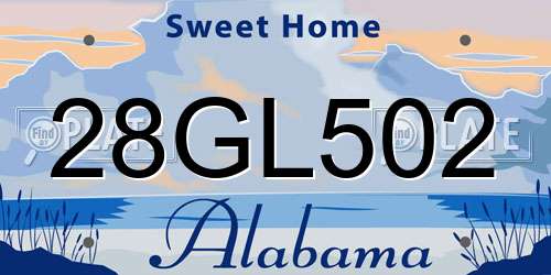 28GL502 Alabama License Plate