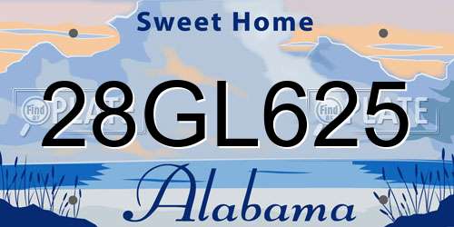 28GL625 Alabama License Plate