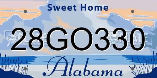 28GO330 Alabama License Plate
