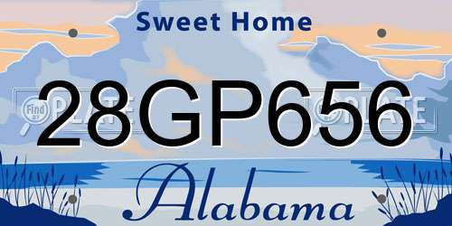 28GP656 Alabama License Plate