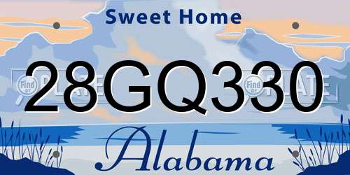 28GQ330 Alabama License Plate