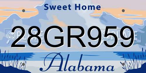 28GR959 Alabama License Plate