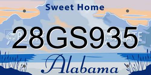 28GS935 Alabama License Plate