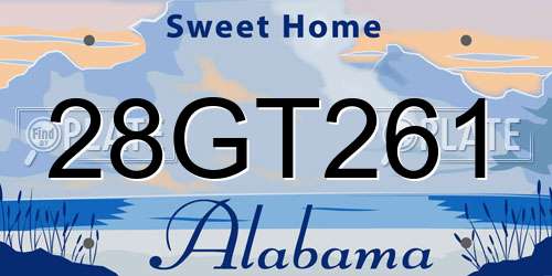 28GT261 Alabama License Plate