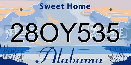 28OY535 Alabama License Plate