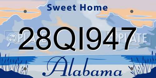 28QI947 Alabama License Plate