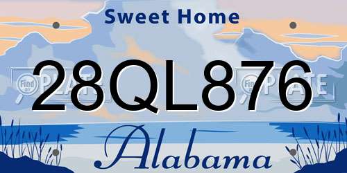 28QL876 Alabama License Plate