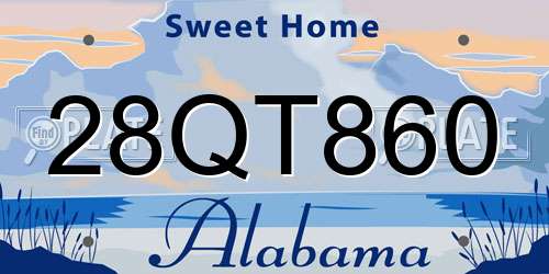 28QT860 Alabama License Plate