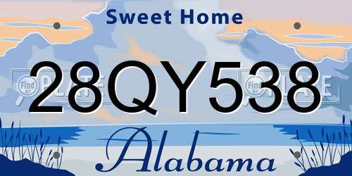 28QY538 Alabama License Plate