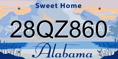 28QZ860 Alabama License Plate